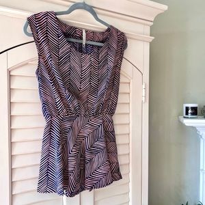 Anthropologie Paper Crane Small Boho Botanical Exposed Back Peplum Top